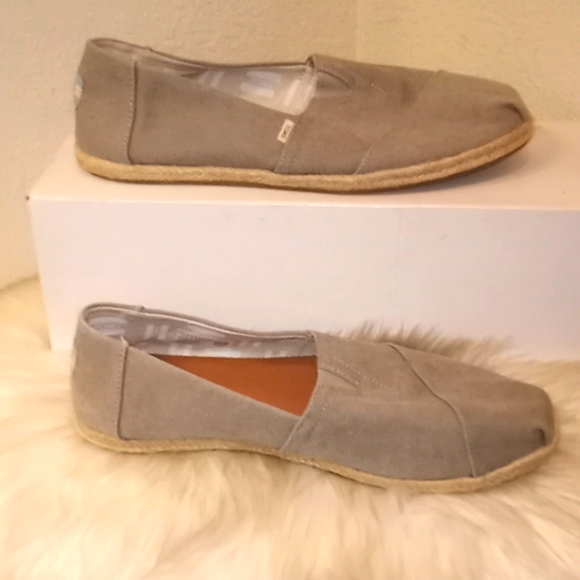 Toms Gray  Canvas Slip on Shoes - Picture 9 of 15